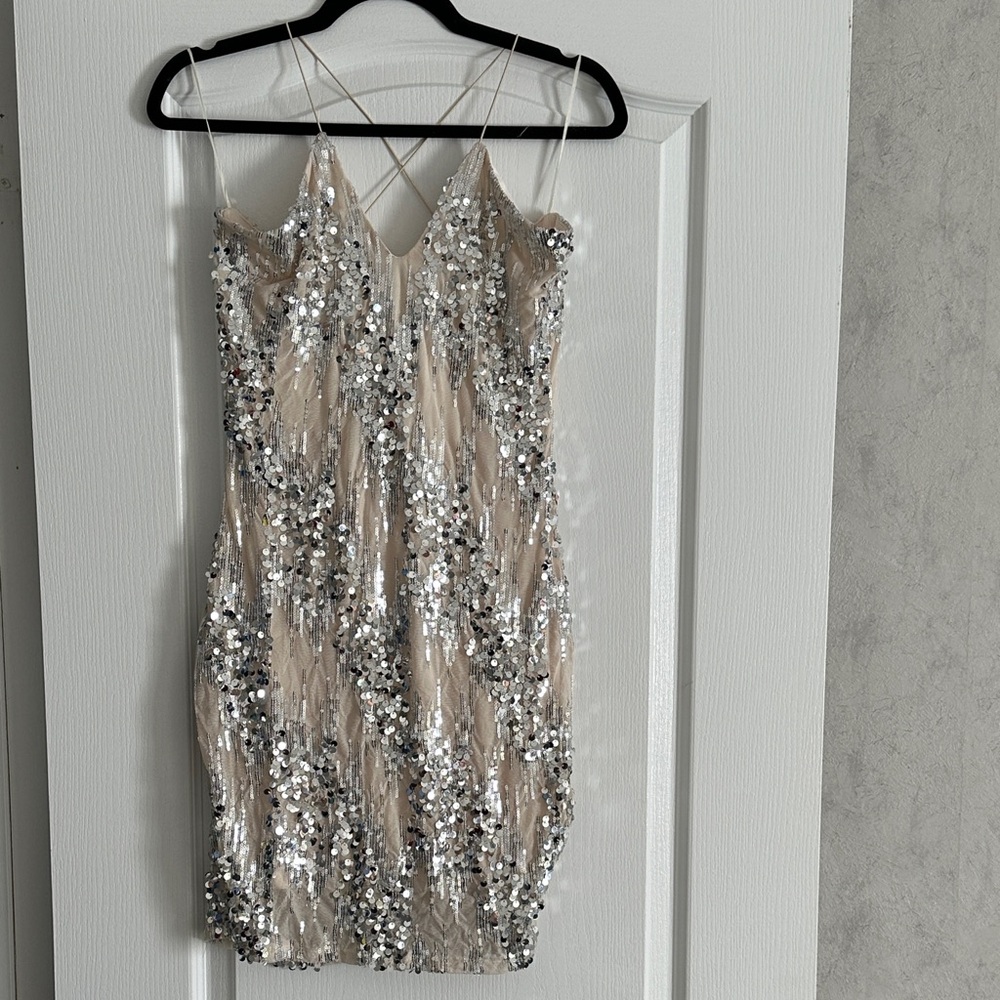 Elegant Silver Sequin Dress